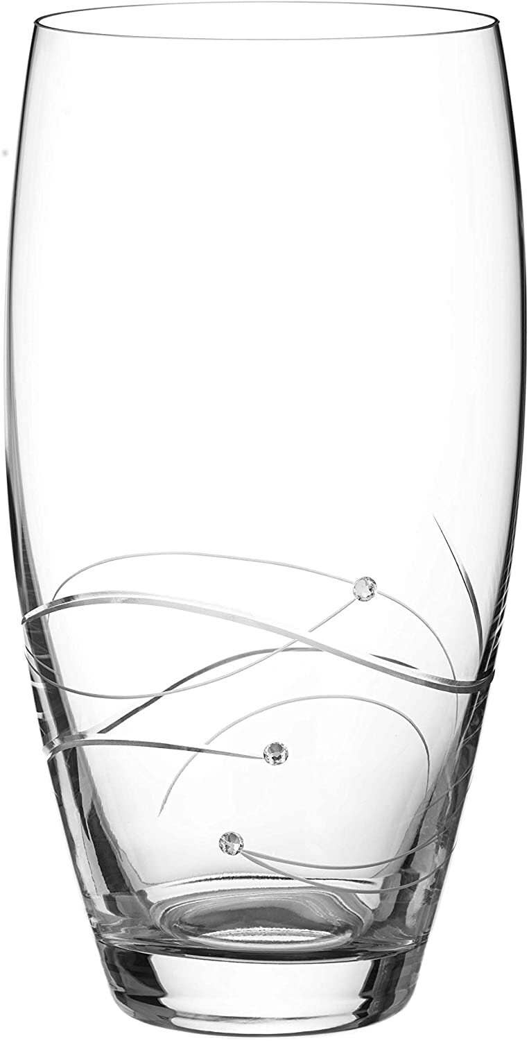 DIAMANTE – Großhandel Vasen – Große handgeschliffene Kristallvase mit Strasssteinen und Swa1