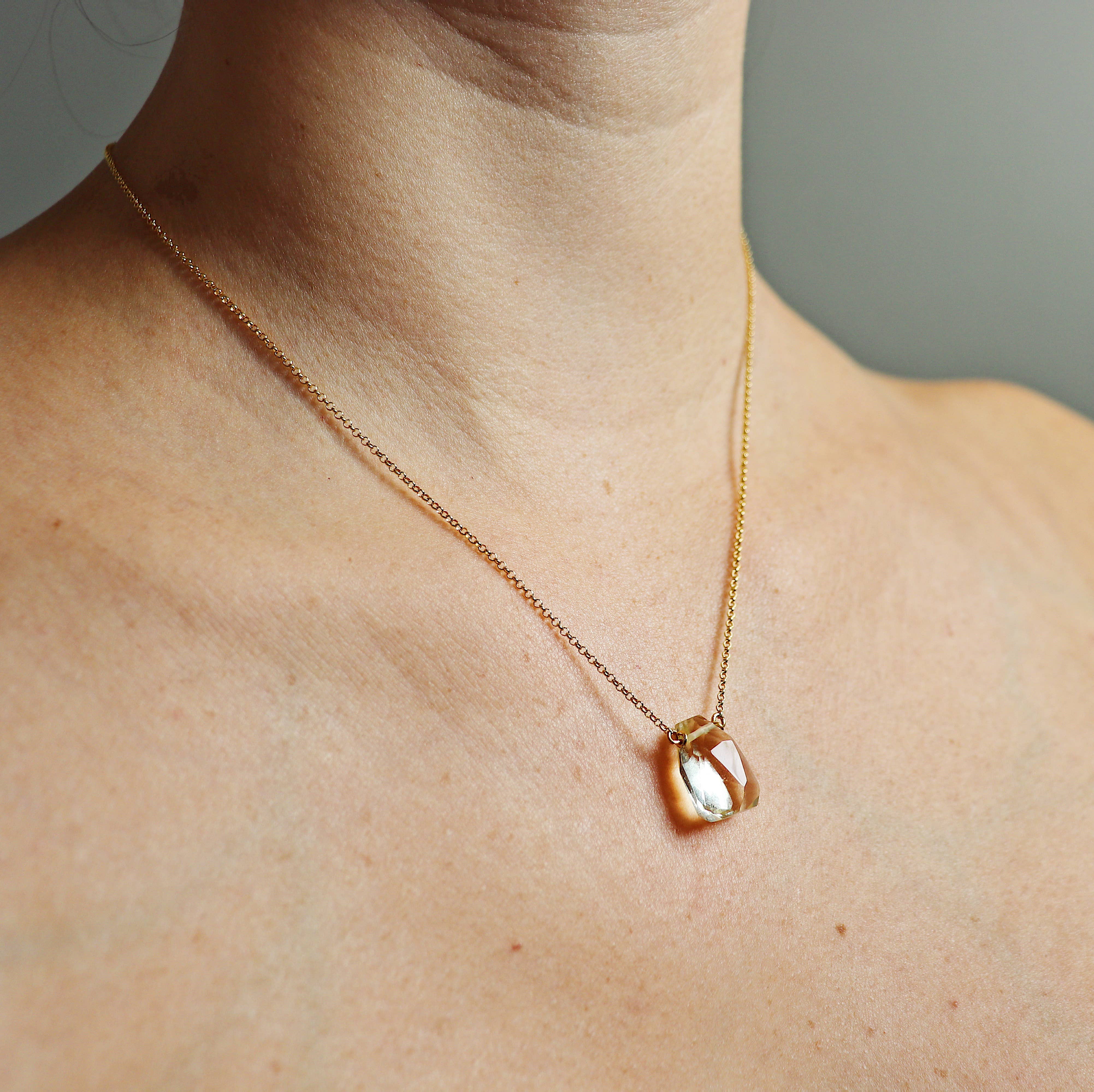 Third & Co. Studio - Wholesale Pendant/Charm Necklace - Hand-cut Faceted Lemon Topaz Teardrop Necklace3