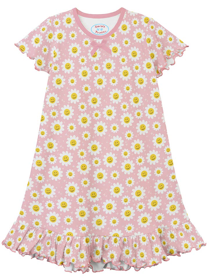 Chemise de nuit à manches courtes pour filles Sara's Prints Sourire de marguerites pour la vente par American Widgeon