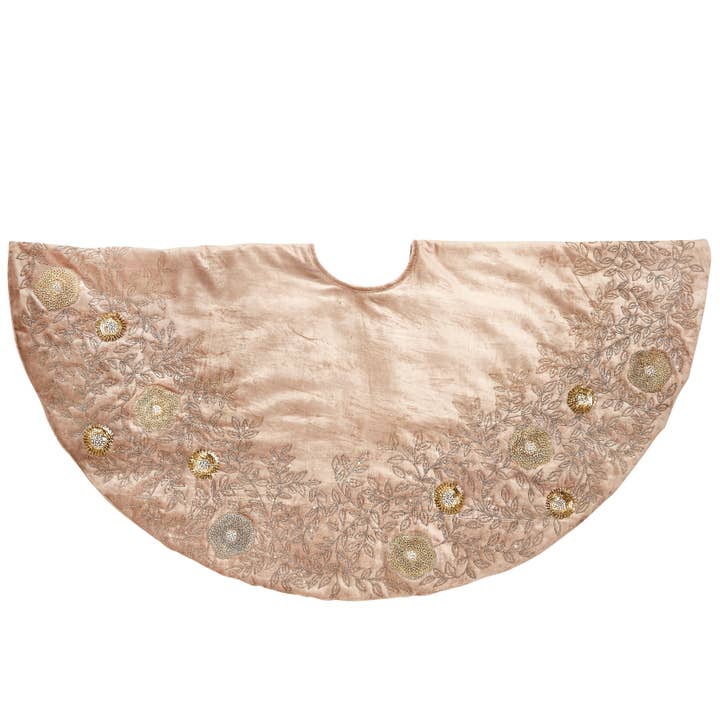 Cafe Au Lait Velvet Christmas Tree Skirt Hand-Beaded Luxury for wholesale by Arcadia Home