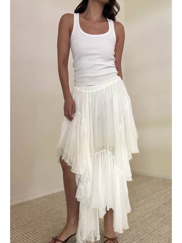 Mid Elastic Waist Asymmetrical Hem Maxi Skirt for wholesale by Et Clet