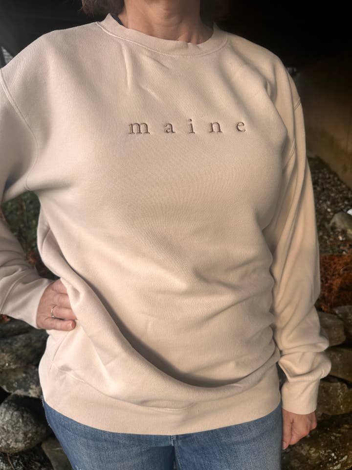 Simple Maine Embroidered Crewneck Sweatshirt for wholesale by Woods & Sea