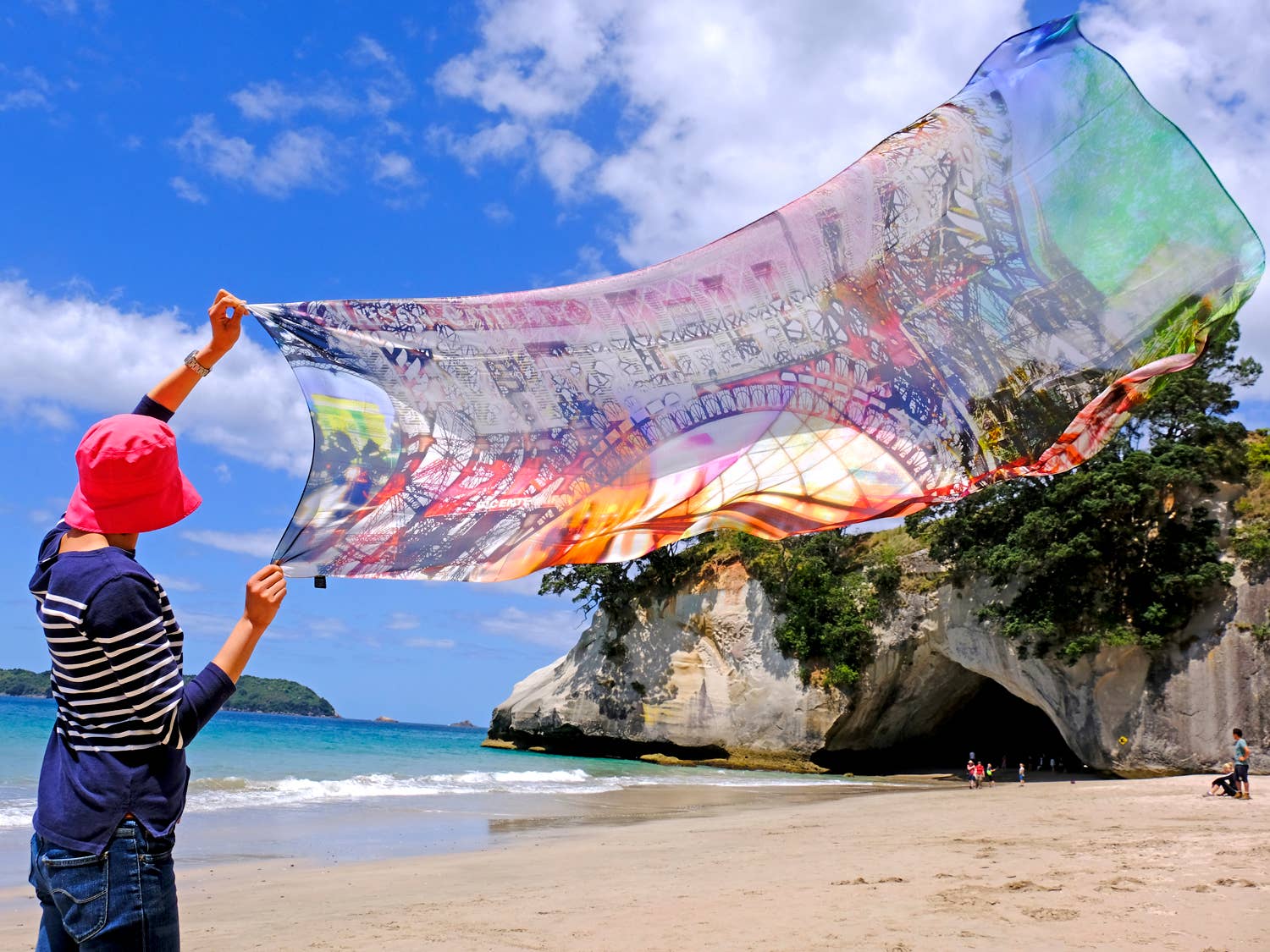 Bluyonda Silk Scarves - Wholesale Scarf – Unisex - Silk Chiffon Scarf "Paris Montage" 180cmx65cm.3