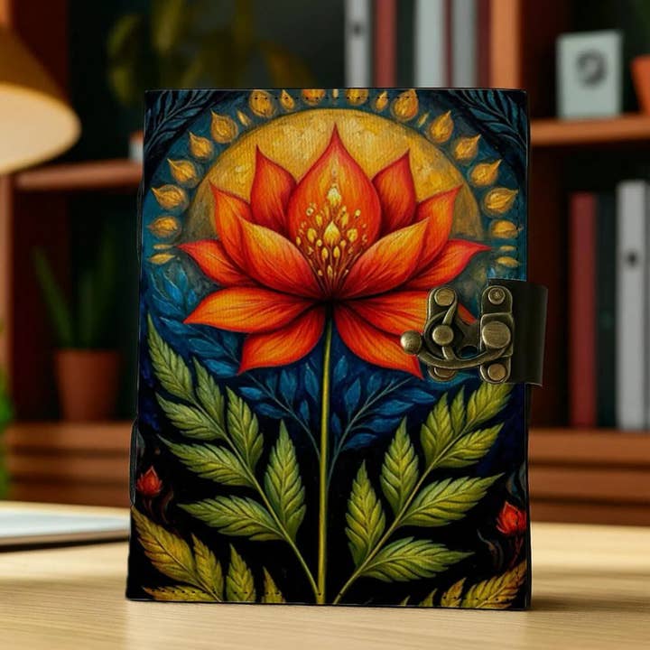 MNM HANDICRAFTS - Wholesale Journal/Diary - Handmade Leather Journal with Lotus Flower – Vintage Writing6