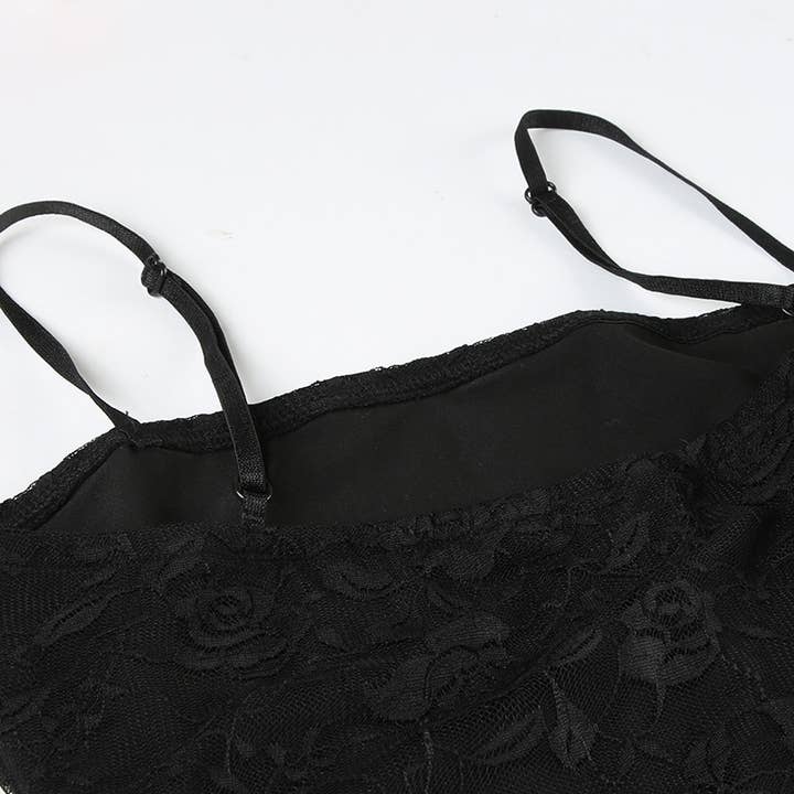 BLACK Irregular hemline high waist mesh long dress for wholesale on Faire7