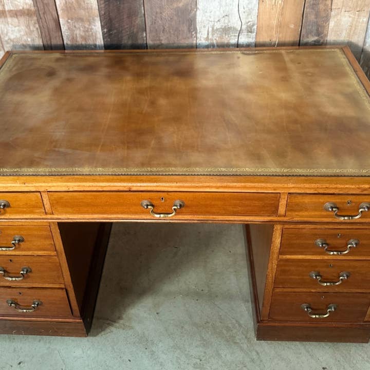 Antique Mahogany Victorian Twin Pedestal Desk, C 1890 for wholesale by belvoir
