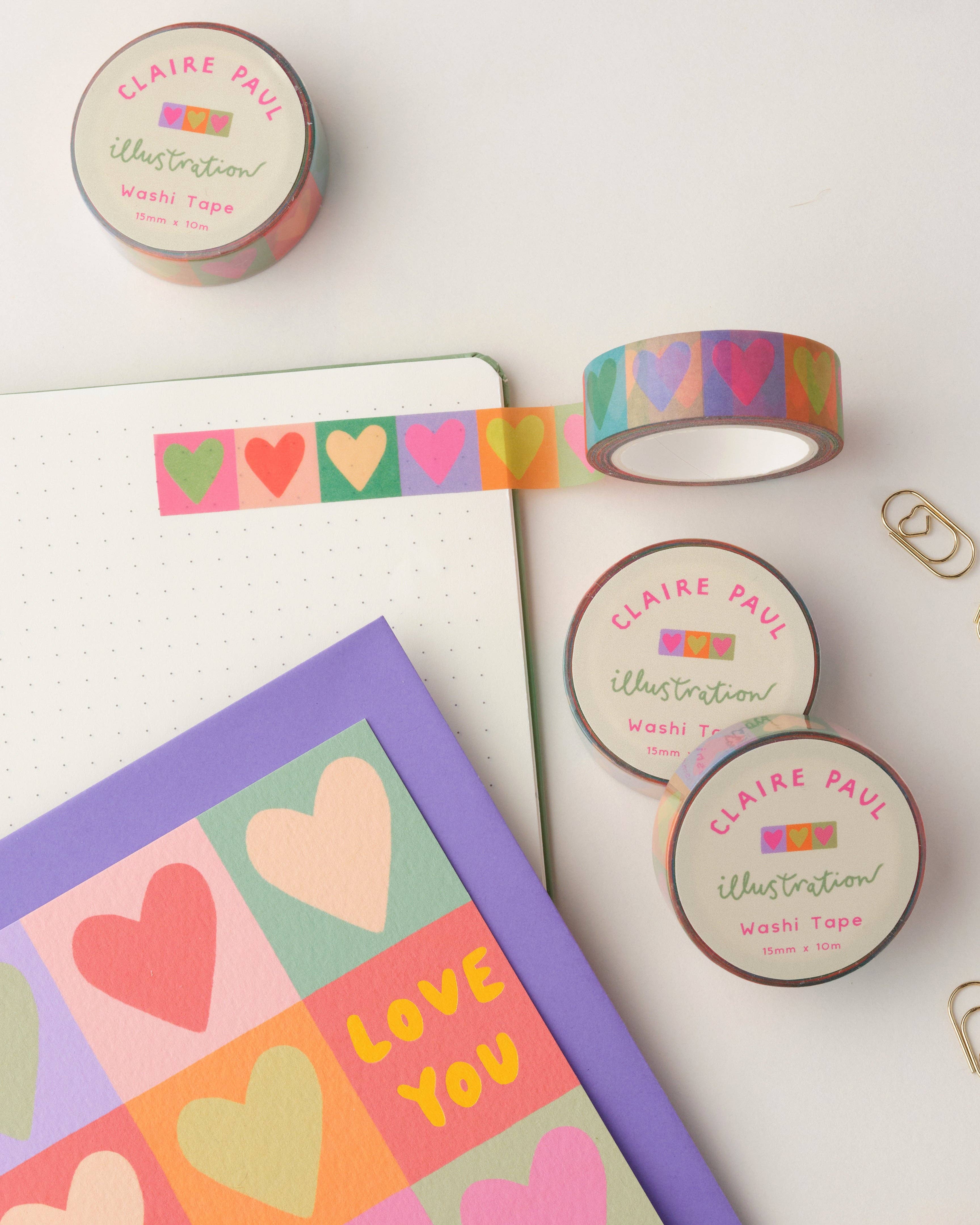 Claire Paul - Wholesale Washi Tape - Rainbow Love Hearts Washi Tape2