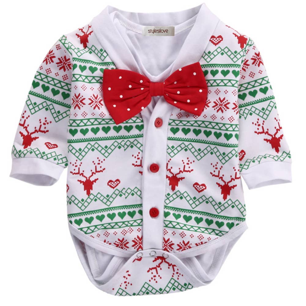 Fennco Styles - Wholesale Clothing Set - Baby - Red Bowtie Christmas 2-Piece Baby Outfit0