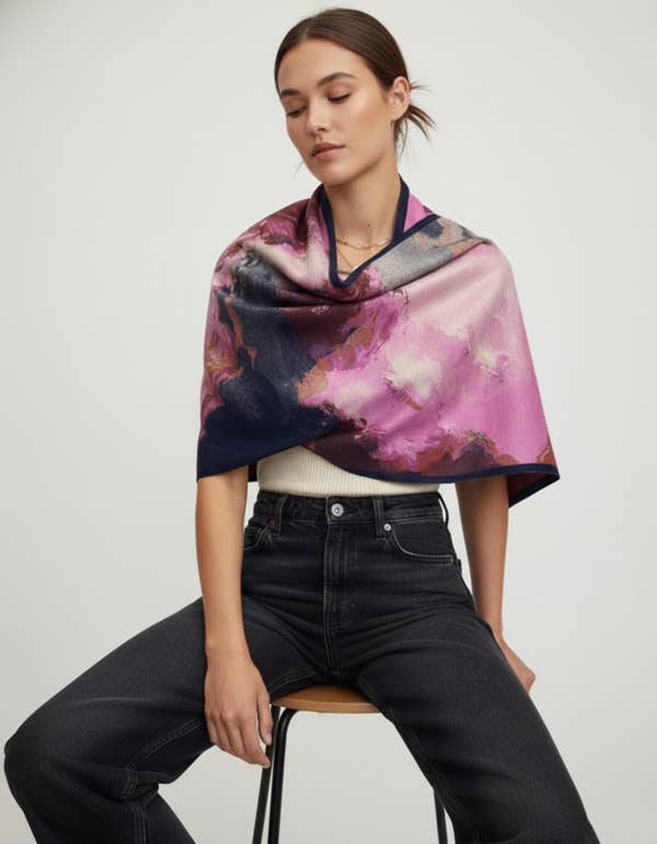 SAACHI - Wholesale Scarf - Women's - Abstract Splatter Reversible Scarf