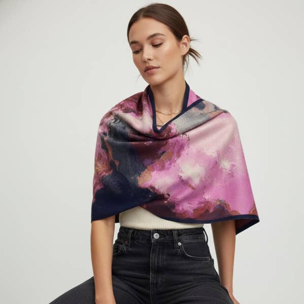 SAACHI - Wholesale Scarf - Women's - Abstract Splatter Reversible Scarf0