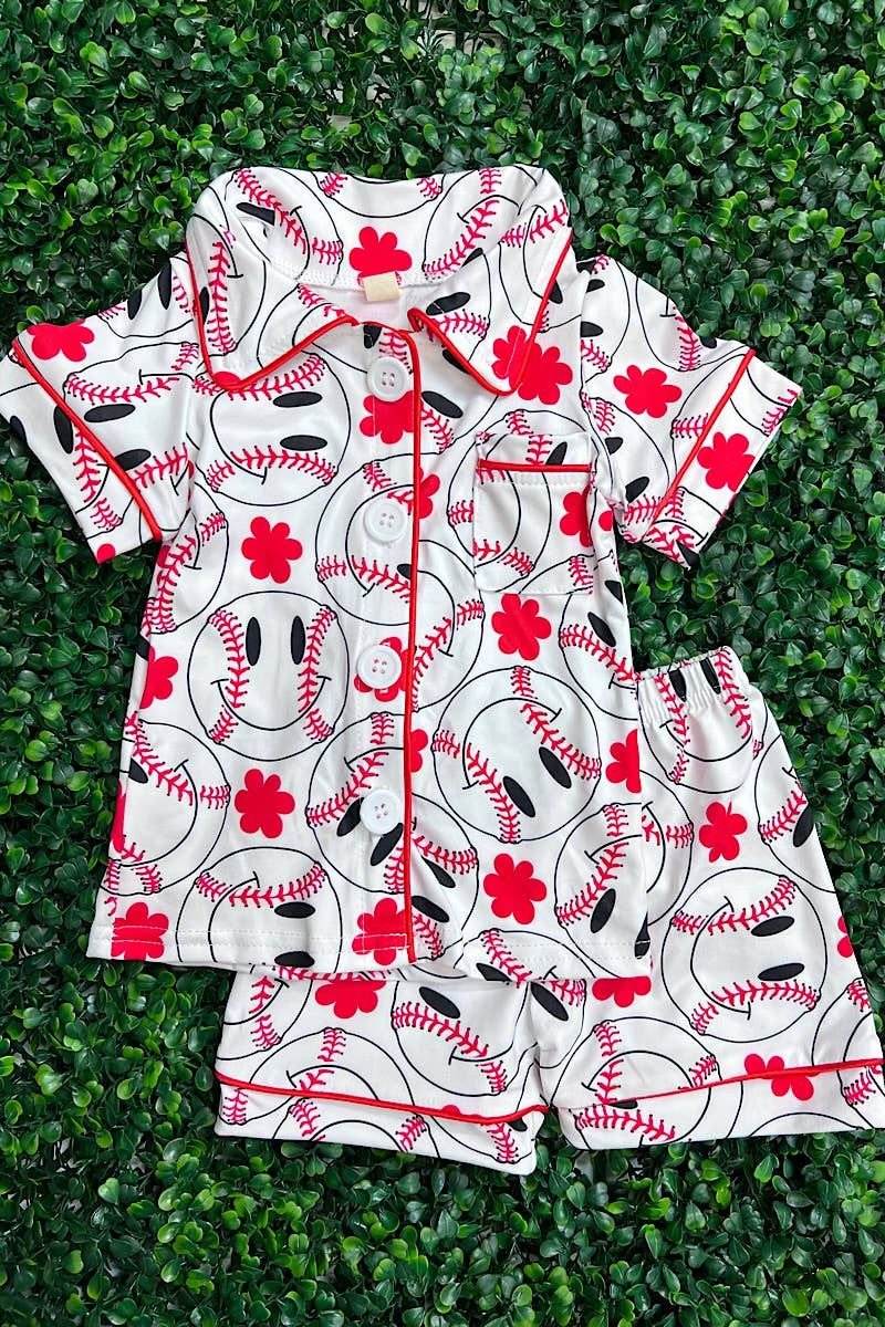 Kids Charm Online - Vente Haut et bas de pyjama – enfant - ENSEMBLE DE PYJAMAS IMPRIMÉS BASEBALL POUR FILLES. GSSO012306-AMY0