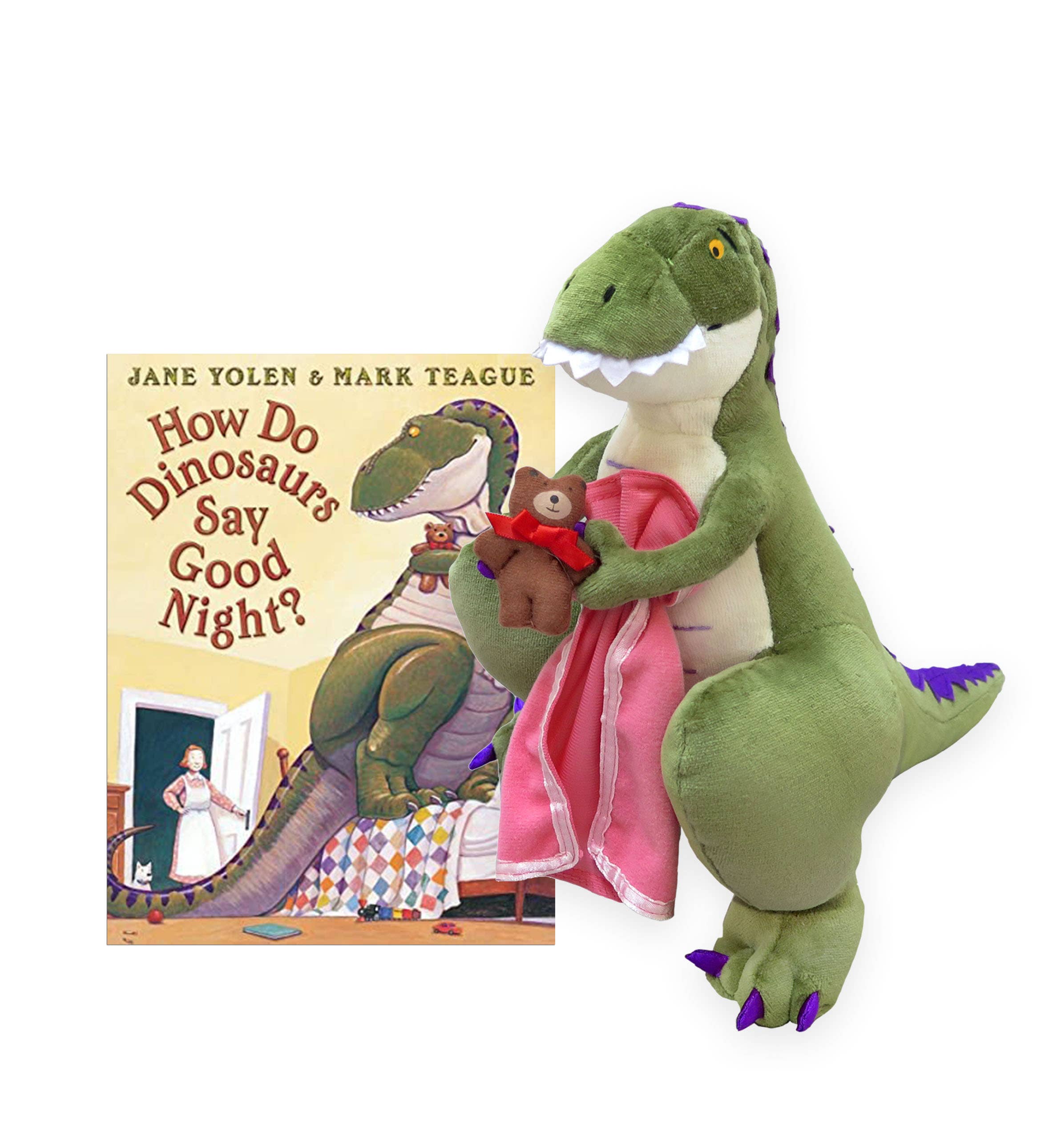 MerryMakers - Wholesale Stuffed/Plush Toy - Kids & Baby - How Do Dinos Say Good Night? 14" & Board Book Set0