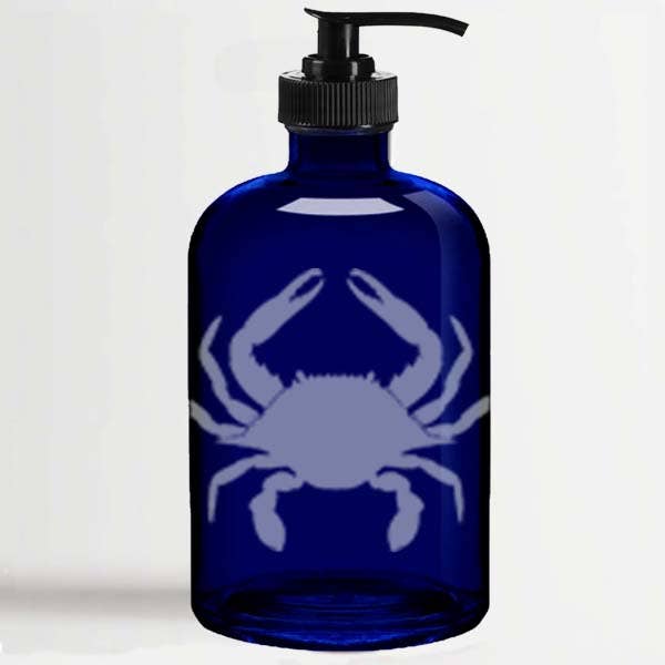 Cobalt Blue Glass Pump Dispenser - Crab for wholesale by B McVan Designs
