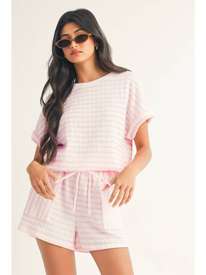 Little Daisy Closet - Wholesale Top & Pant Set (NOT Loungewear) - Women's - LDC Daily Shift Stripe Print Set