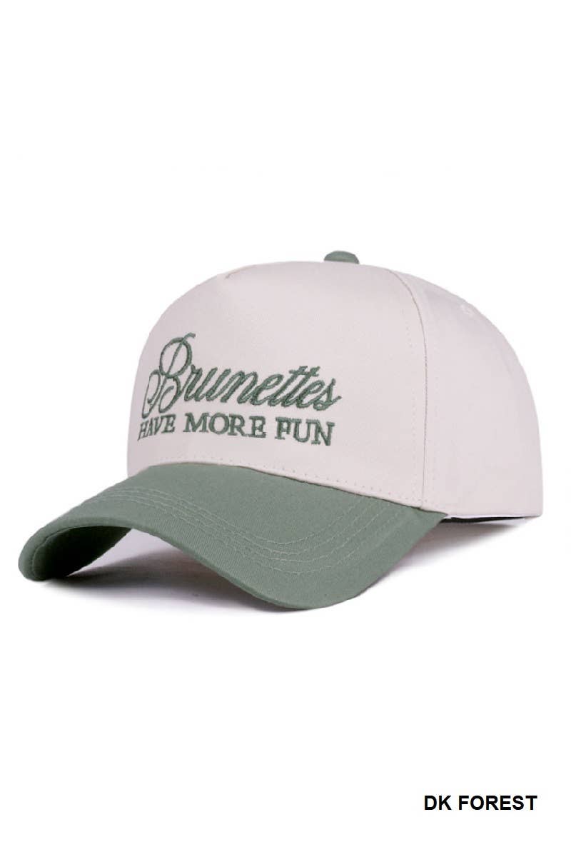 42POPS - Wholesale Baseball Cap - Women's - ,,.._ 1015 Brunettes Have More Fun Two Tone Canvas Cotton Cap SI-289112