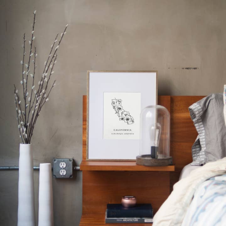 Seniman Calligraphy - Wholesale Art Print - California Orange Poppy Artprint1