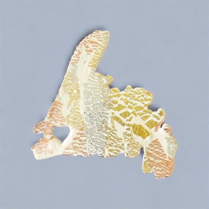 Newfoundland Fridge Magnet Handmade from Clay & Mixed Foil Flakes for wholesale by Sassy Sacha Jewelry
