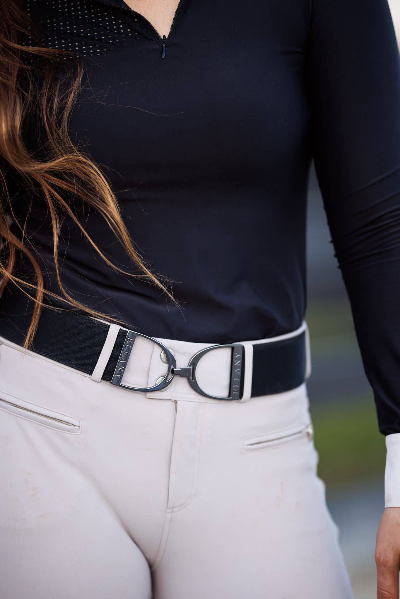 Huston x Ellany - Wholesale Belt - Women's - Black - 2" Gunmetal Stirrup Equestrian Elastic Belt1