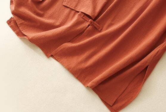 Whisper Mint - Wholesale Dress - Women's - Cotton linen women's literary retro mid-length shirt dress4