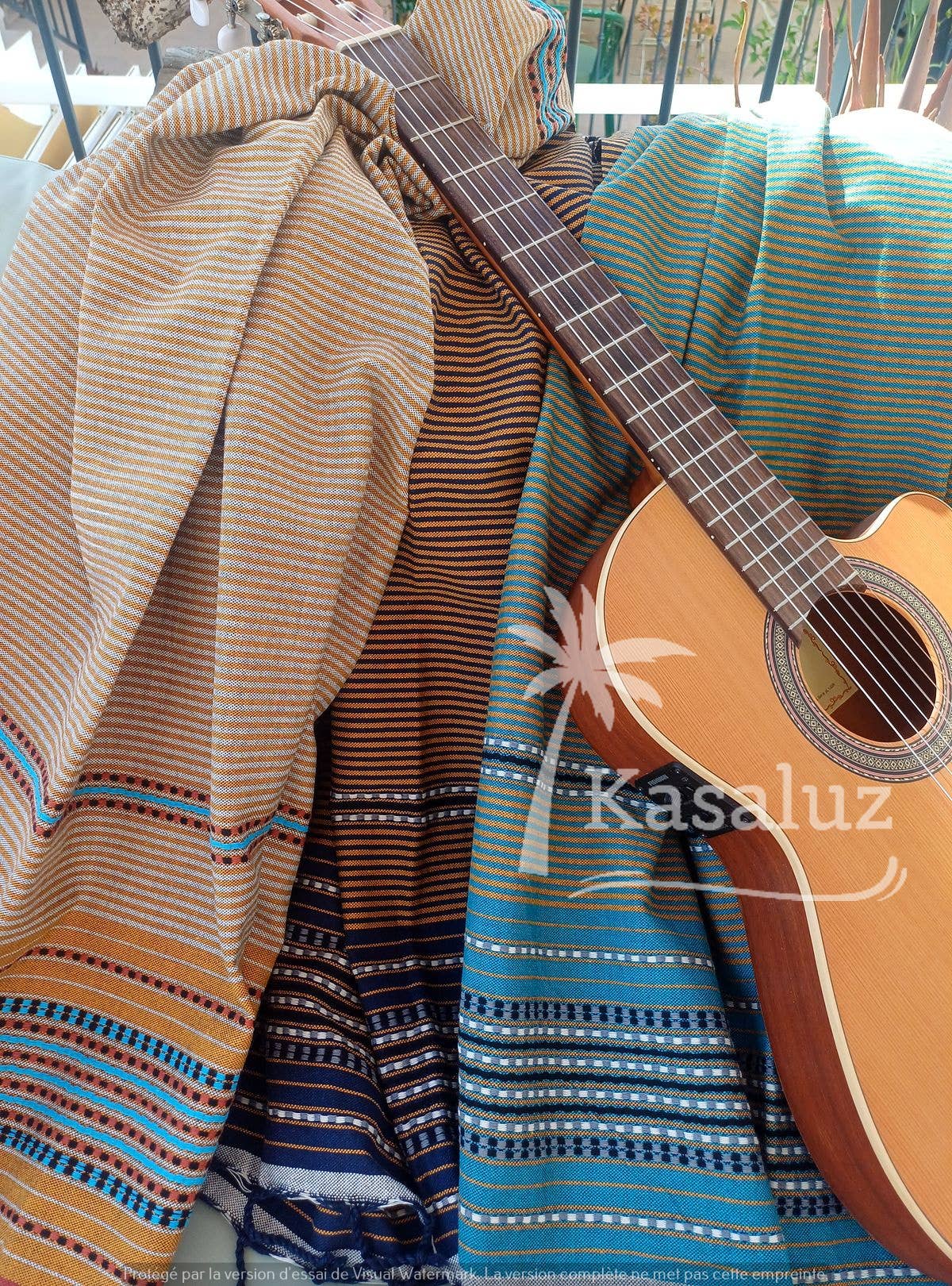 KASALUZ - Vente Serviette de plage - Fouta Playa Gypsy Bleu marine 100% coton2