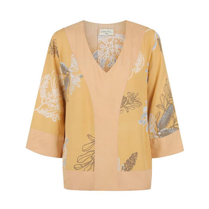 Australis Print Dusk Ochre - Bridget Top for wholesale by Violet Fish