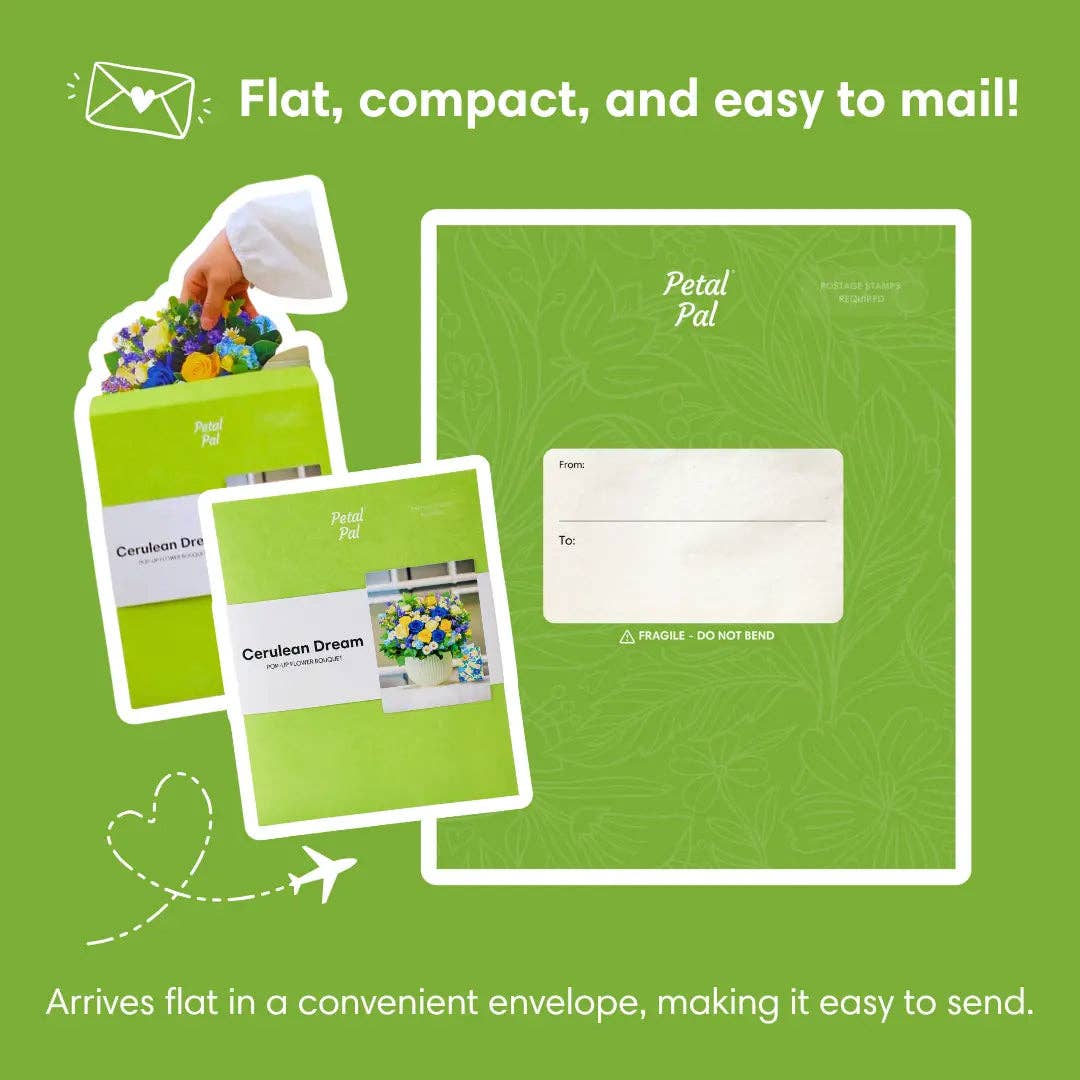 PetalPal – wholesale Vardagliga hälsningskort – Cerulean Dream Pop-Up Bukett9