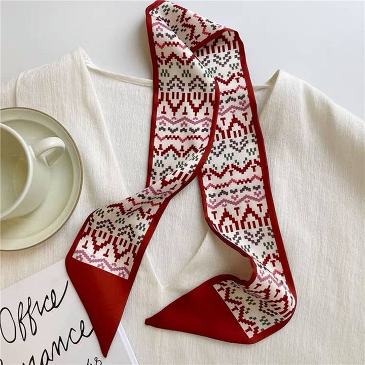 ShieldChic - Wholesale Scarf - Women's - Vintage Printed Slim Hair Silky Scarf11