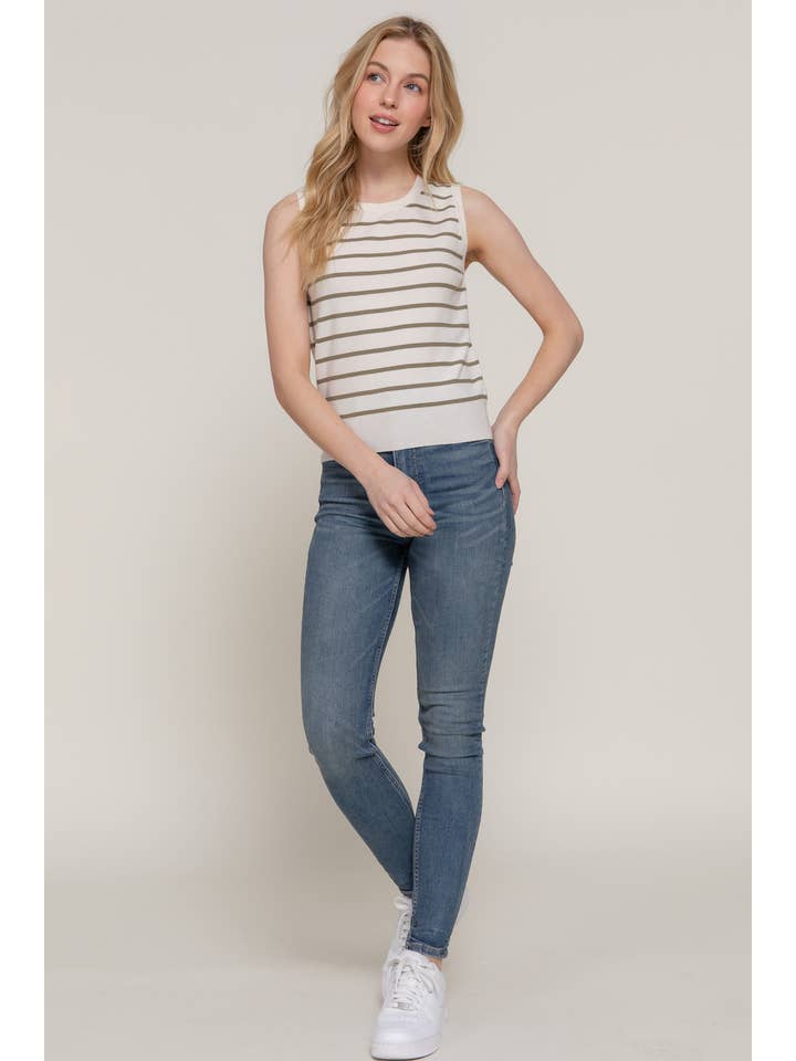 Active Basic | Active USA - Vendita all'ingrosso Canotta - Donna - Maglione primaverile a righe con scollo tondo senza maniche19