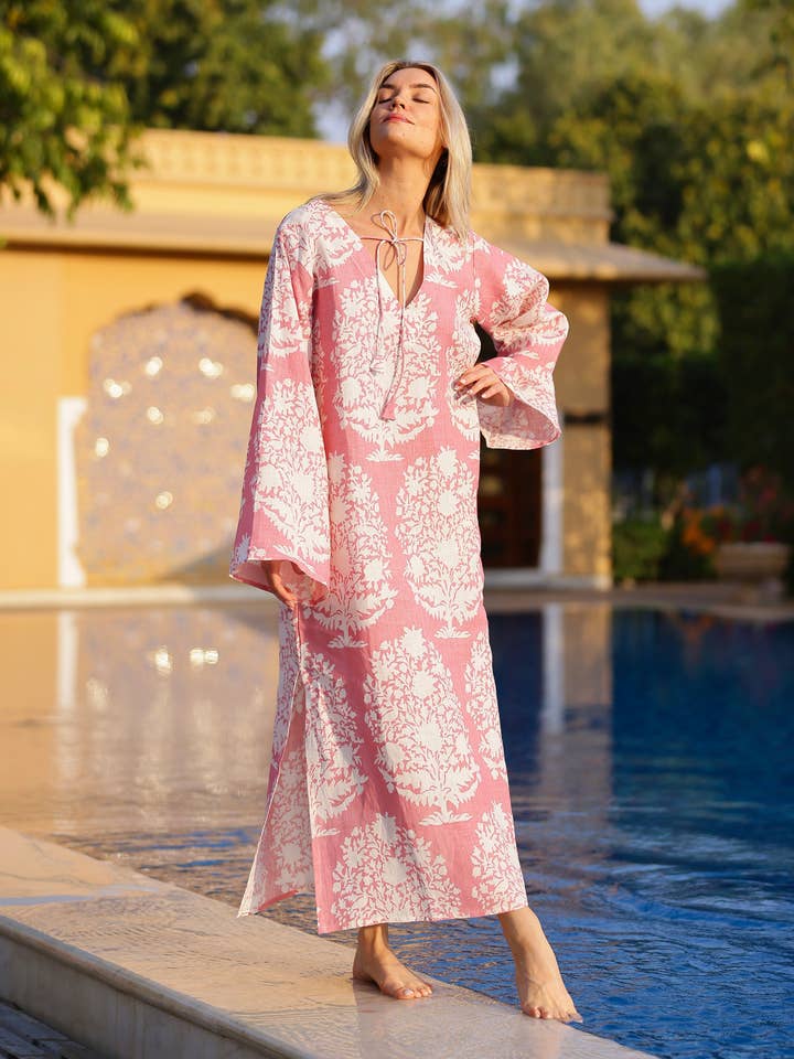 Doha Kaftan Pink Bouquet for wholesale by Maison Marigold
