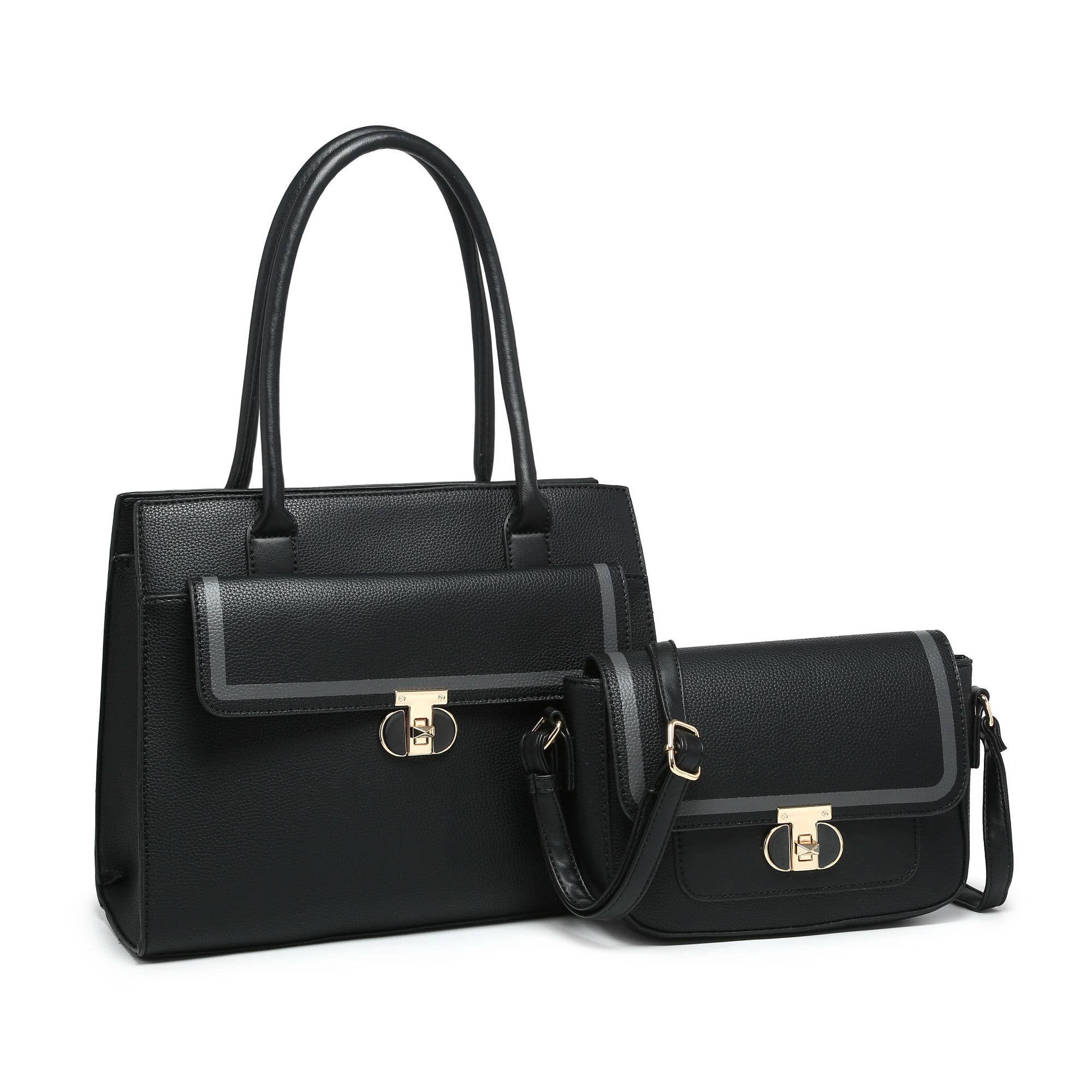 Papaya Fashion Ltd - Vente Tote bag – femme - Sac fourre-tout et sac à bandoulière MCZ2411-Mult-2en1 Twist Lock Colour Block0