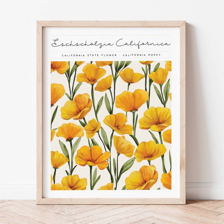 Konst av Kaliforniens delstatsblomma för wholesale av Backstory Map Co.