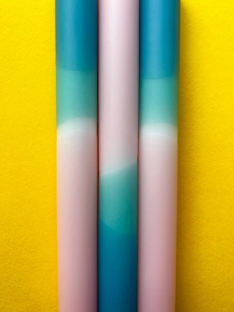 The Colour Emporium - Wholesale Tapered Candle/Candlestick - RAINDROPS & ROSES Dip Dye Dinner Candles Trio1