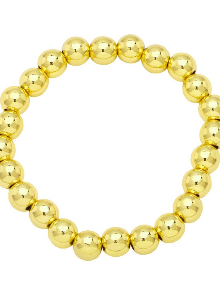 Golden Hematite Bead Stretch Bracelet B3443-Gold-8MM for wholesale by Ole