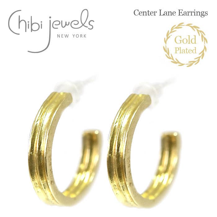 Center Lane Øreringe (Guld Belagt) for engroshandel hos Chibi Jewels