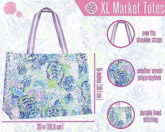 Lilly Pulitzer by Lifeguard Press - Wholesale Grocery/Shopping Bag - Market Shopper, Shell Of A Party2