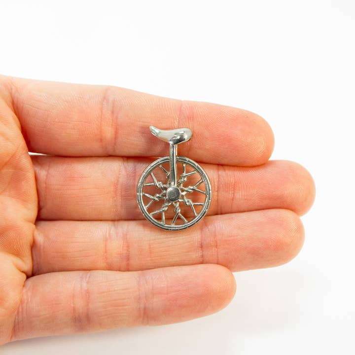 Ajmer by Jodi - Wholesale Individual charm/pendant - Small Lotus Spoke Unicycle Pendant ~ White Brass9