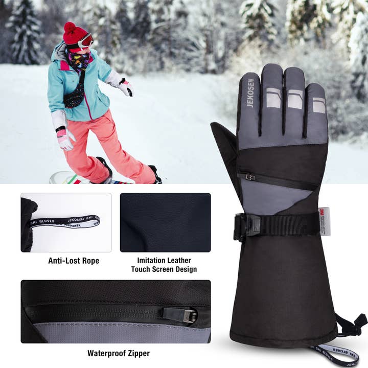 GirlyPirateCo - Wholesale Gloves - Women's - Black Long Ski Gloves Waterproof Touchscreen Snowboard4