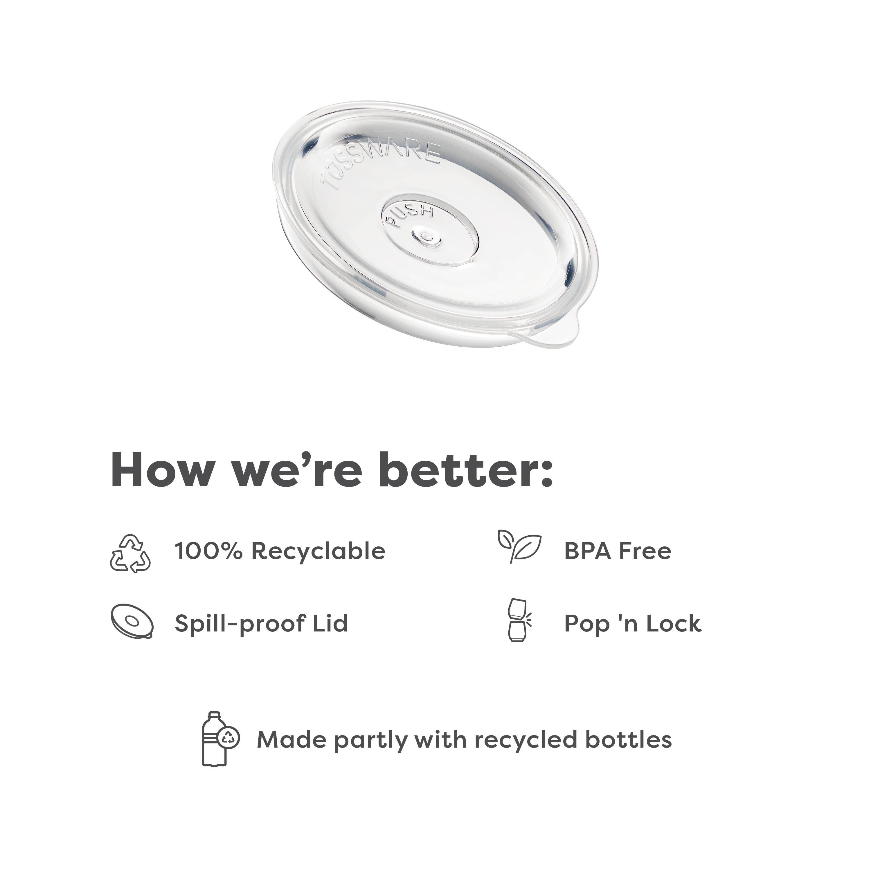 TOSSWARE - Wholesale Drink Lids - TOSSWARE POP Small Lids - Recyclable Plastic Set of 482