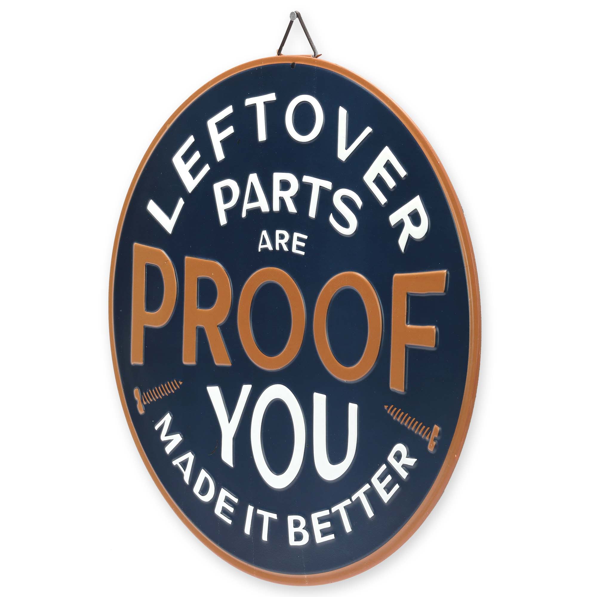 Open Road Brands, LLC - Wholesale Wall Sign - Leftover Parts Round Metal Sign1