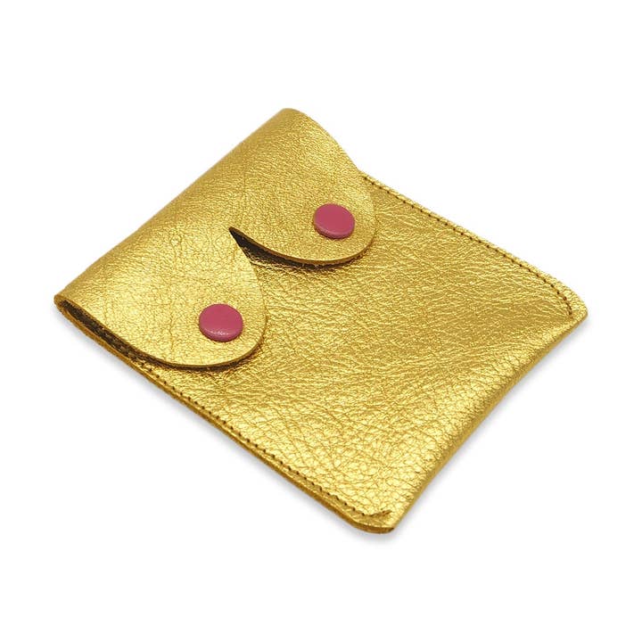 'Alkemest - Wholesale Coin Purse - Women's - Metallic Golden Boobies Pouch: Leather Feminist Coin Purse