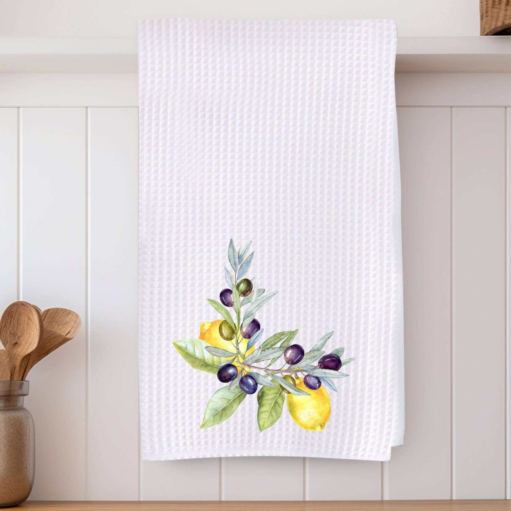 Fernville Creations - Wholesale Tea Towel - Lemon & Olive Waffle Weave Kitchen Tea Towel Farmhouse Decor6