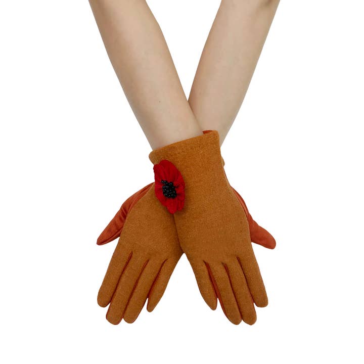 Fashion Scarf World - Vente Gants – femme - Gants à écran tactile 3D en forme de fleur de pavot3