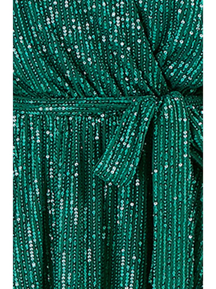 Yumi Green Sequin Kimono Midi Wrap Dress for wholesale on Faire7