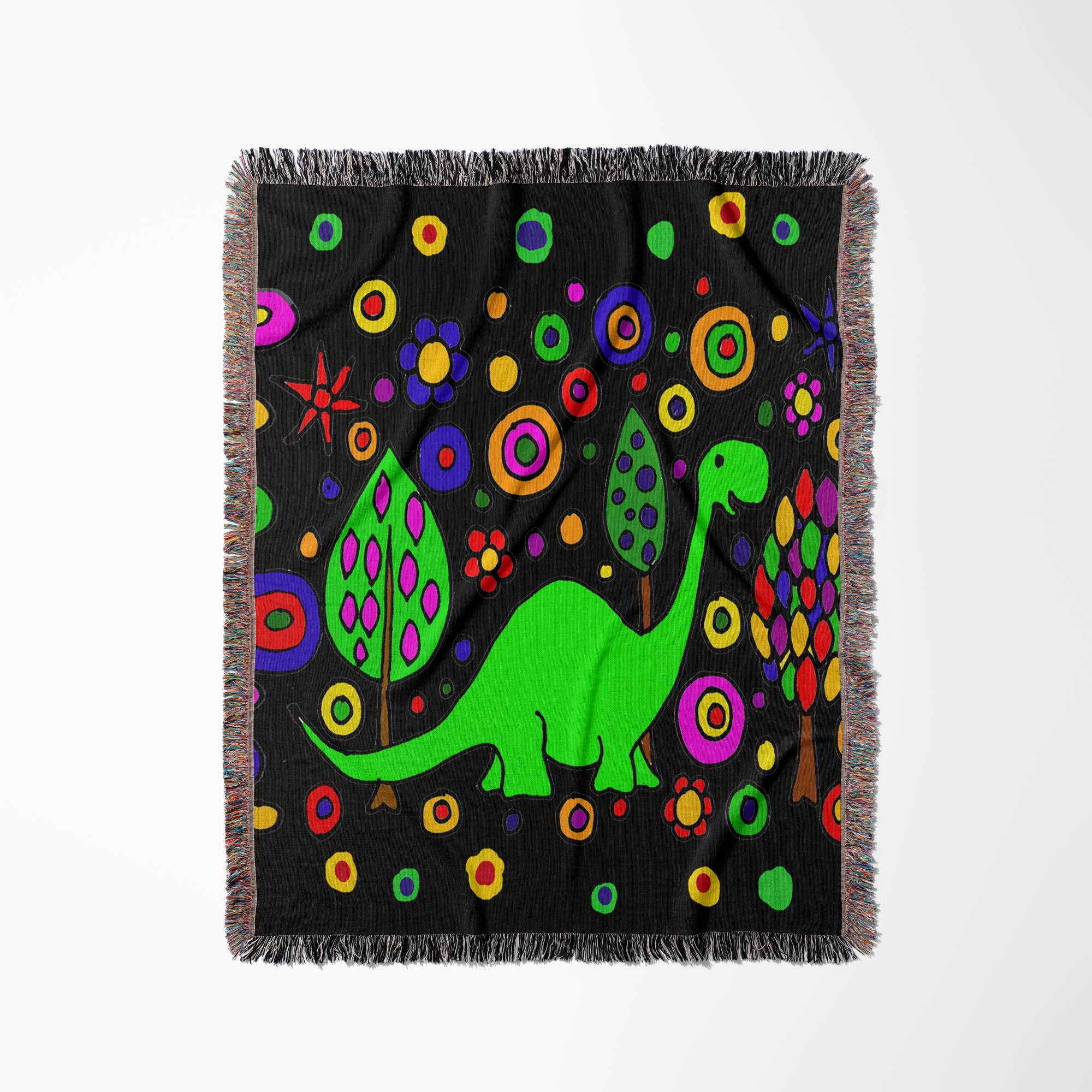 3dRose - Wholesale Throw Blanket - 3dRose, Funny Green Brontosaurus Dinosaur Art Abstract, Blanket0
