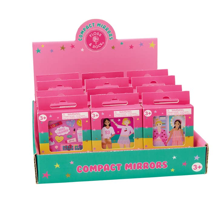 Fashion Friends Compact Mirrors ( 3 designs, 2 of each ) for wholesale by Floss and Rock