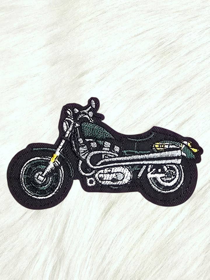 Motorcycle Green Embroidery On Patch for wholesale by Scratch Decor