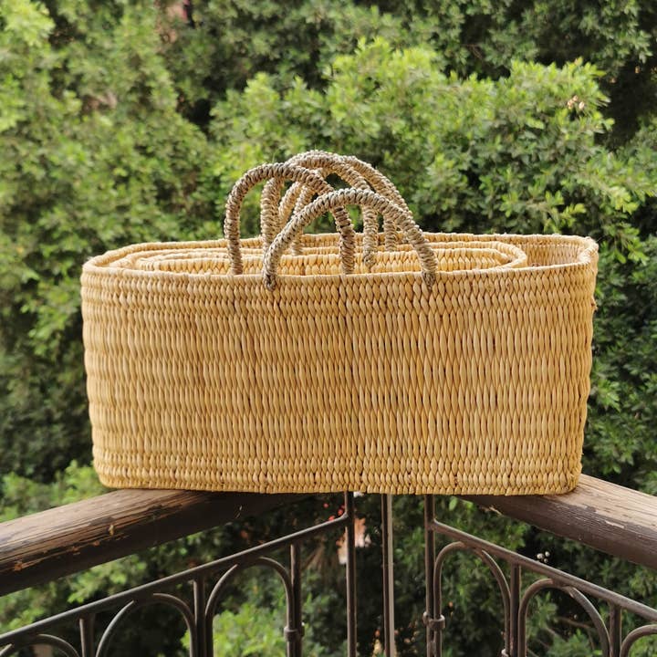 craftberber - Wholesale Basket - Handcrafted Reed Baskets with Sturdy Handles, Reed Baskets1