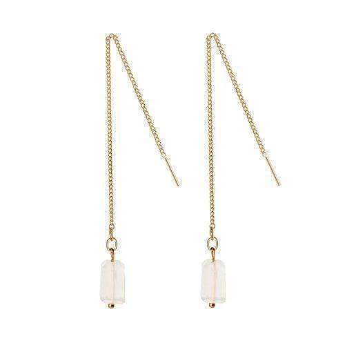 Gold Plated Hanging Earrings with Big Moonstone for engroshandel hos Juulry