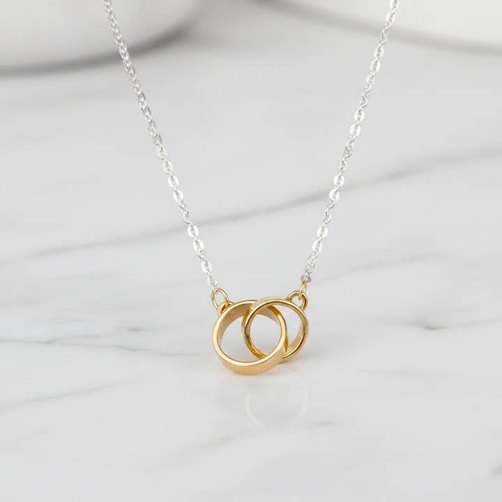 Interlocking Links Mixed Metal Necklace for wholesale by J + I Jewelry