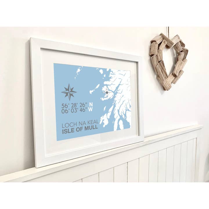 Impresión del Mapa Costero de Loch Na Keal para venta al por mayor de SeaKisses